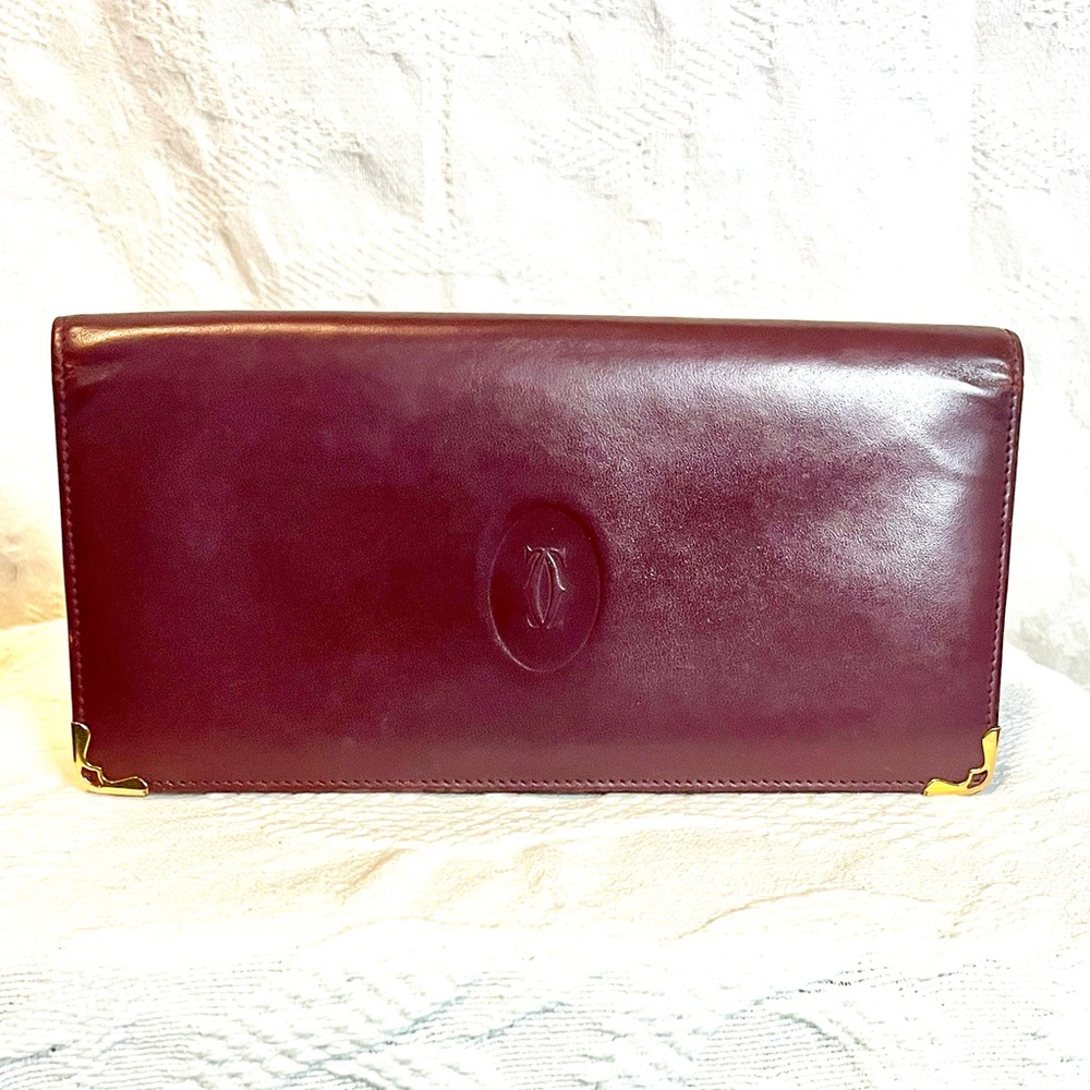 Cartier Mastrin Bordeaux Leather Long Wallet - Authentic